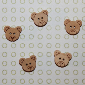 Деревянная пуговица "Мишка", 1 шт, 11х13 мм