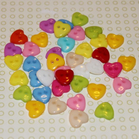 Набор пластиковых пуговиц "Сердечки", 10 шт, 12х12 мм