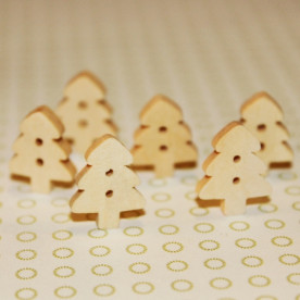 Деревянная пуговица "Елочка", 1 шт, 17х13 мм