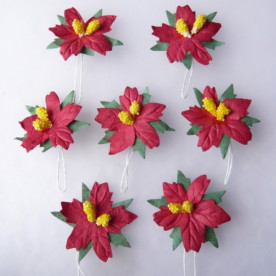 Набір 5 декоративних квіток пуансетії червоного кольору
