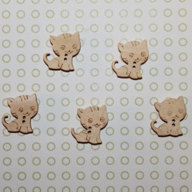 Деревянная пуговица "Котенок", 1 шт, 14х16 мм