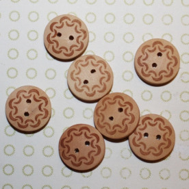 Круглая деревянная пуговица с узором, 1 шт, 15 мм