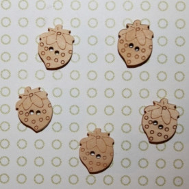 Дерев'яна гудзик "Полуничка", 1 шт, 16х13 мм