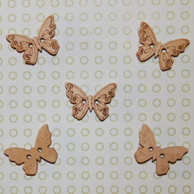 Деревянная пуговица "Бабочка", 1 шт, 23х16 мм