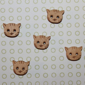 Деревянная пуговица "Котик", 1 шт, 13х10 мм