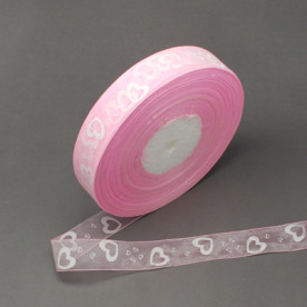 Лента из органзы розового цвета, 25 мм, 90 см