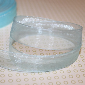 Стрічка з органзи блакитного кольору, 15 мм, 90 см