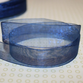 Стрічка з органзи синього кольору, 15 мм, 90 см