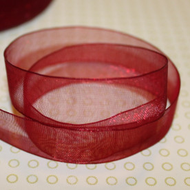 Лента из органзы бордового цвета, 15 мм, 90 см