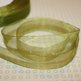 Стрічка з органзи зеленого кольору, 15 мм, 90 см