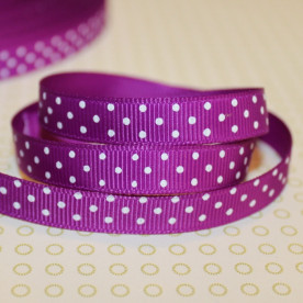 Репсова стрічка в горошок фіолетового кольору, ширина 10 мм, довжина 90 см