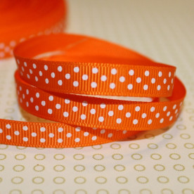 Репсовая лента в горошек оранжевого цвета, ширина 10 мм, длина 90 см