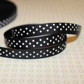 Репсовая лента в горошек черного цвета, ширина 10 мм, длина 90 см