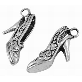 Металлическая подвеска "Туфелька" цвета античного серебра, 21х9х4 мм, 2 шт