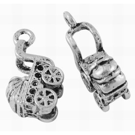 Металева підвіска "Детская коляска", античне срібло, 15х9х5 мм, 1 шт