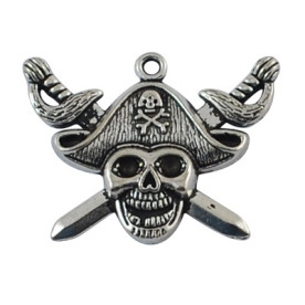 Металлическая подвеска "Пират", античное серебро, 43х34 мм, 1 шт