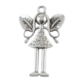 Металева підвіска "Дівчинка", античне срібло, 25х15 мм, 1 шт