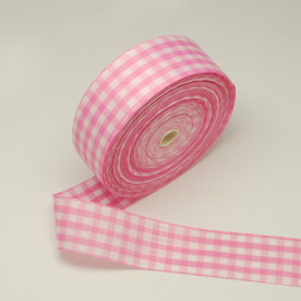 Лента розового цвета в клеточку, 40 мм, 90 см