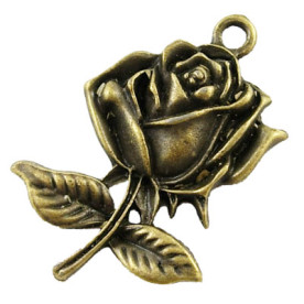 Металева підвіска "Роза", бронза, 18х26 мм, 1 шт