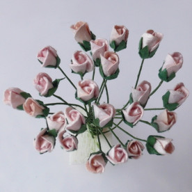 Набор 10 цветков розы в форме нераскрытого бутона розового цвета