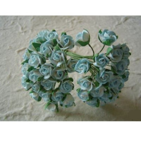 Набір 10 квіток троянди в формі напіврозкритого бутона блакитного кольору