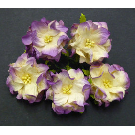 Декоративный цветок гардении кремого и фиолетового цвета, 4 см, 1 шт