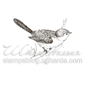 Акриловий штамп Птах на гілці, 4,2х3,1 см