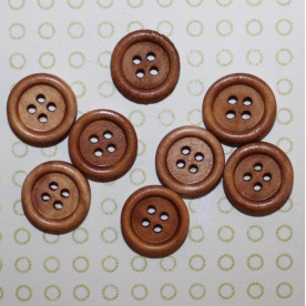 Дерев'яна кругла гудзик коричневого кольору, 15 мм, 1 шт