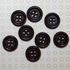 Дерев'яна кругла гудзик темно-коричневого кольору, 15 мм, 1 шт