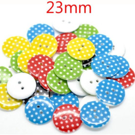 Набор разноцветных пуговиц в горошек, 23 мм, 5 шт.