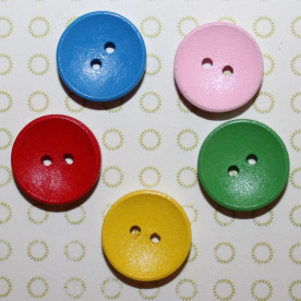 Набор деревянных разноцветных пуговиц, 15 мм, 5 шт.