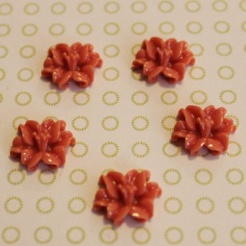 Кабошон Лілія коралового кольору, 13 мм, 1 шт