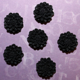 Кабошон Хризантема черного цвета, диаметр 15 мм, высота 8 мм, 1 шт