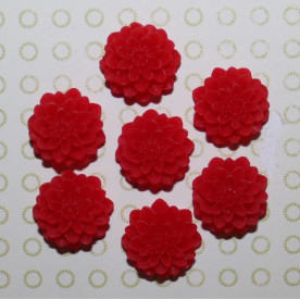 Кабошон Хризантема красного цвета, диаметр 15 мм, высота 8 мм, 1 шт