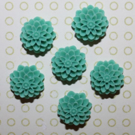 Кабошон Хризантема бирюзовый цвета, диаметр 15 мм, высота 8 мм, 1 шт