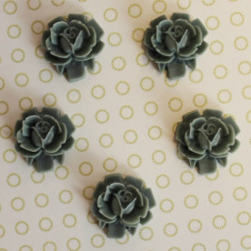 Кабошон Троянда сірого кольору, діаметр 15 мм, висота 5 мм, 1 шт