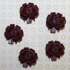 Кабошон Роза шоколадного цвета, диаметр 15 мм, высота 5 мм, 1 шт