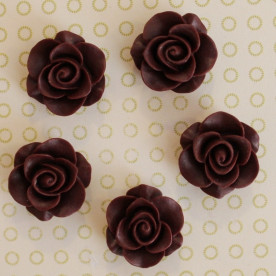 Кабошон роза шоколадного цвета, диаметр 20 мм, толщина 9 мм