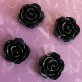 Кабошон трояндочка чорного кольору, діаметр 17 мм, товщина 7 мм
