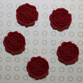 Кабошон Квітка 16 мм, темно-червоний