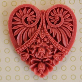 Кабошон Сердце терракотового цвета, 5,0х4,5 см, высота 4 мм, 1 шт