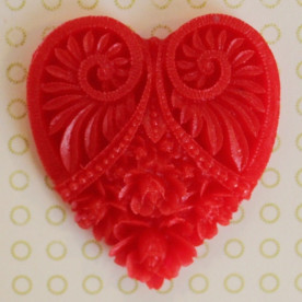 Кабошон Сердце красного цвета, 5,0х4,5 см, высота 4 мм, 1 шт