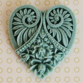 Кабошон Серце бірюзового кольору, 5,0х4,5 см, висота 4 мм, 1 шт