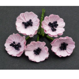 Набір 5 декоративних квіток маку ніжно-бузкового кольору