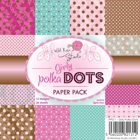 Набор бумаги Girly Polka Dots 15х15 см 12 листов от Wild Rose Studio