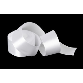 Атласная лента, рулон, #01, цвет белый, 48 мм, 23 м