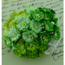Набір 5 декоративних квіток маргариток 25 мм в зелених тонах