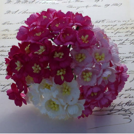 Набір 5 декоративних квіток вишні в рожевих тонах