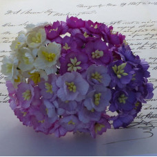 Набор 5 декоративных цветков вишни в фиолетовых тонах