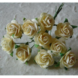 Набор 10 декоративных розочек кремового цвета, открытый бутон 15 мм